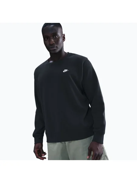Мъжки суитшърт Nike Club Fleece Crew black/white бяло