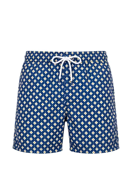 Slip de baie Fedeli cu imagine cu imprimeu geometric cu cordon albastru