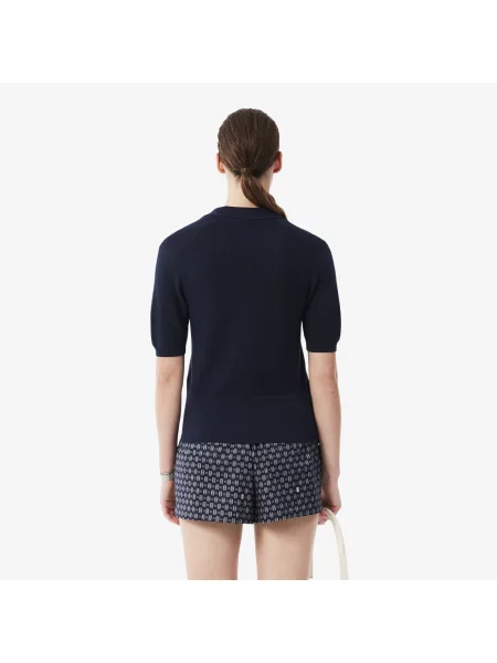 Lacoste Dziana Koszulka Polo Regular Fit Z Otwartym Kołnierzykiem I Naszywką granatowa