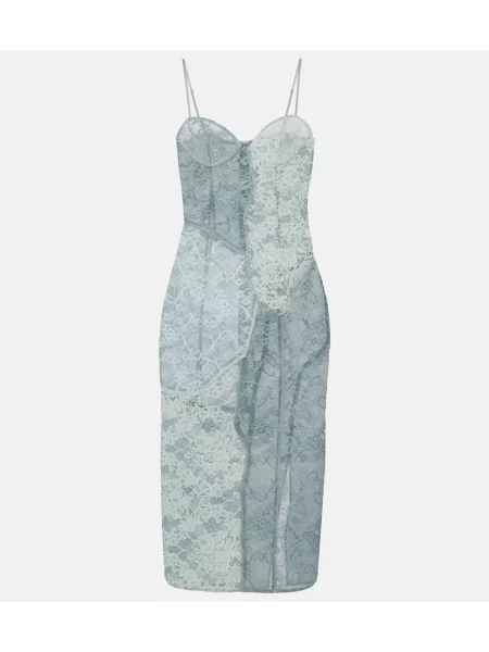Rochie midi Acne Studios din dantelă albastru