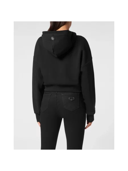Bluza z kapturem Philipp Plein z kapturem o skróconej długości czarna