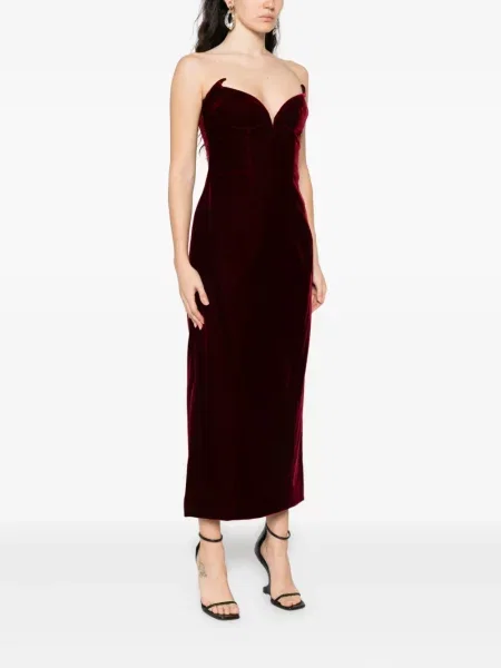 Rochie midi Mugler de catifea până la genunchi de costum roșu