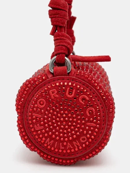 Замшева сумочка Fiorucci Suede Rhinestone Micro Mella червоний