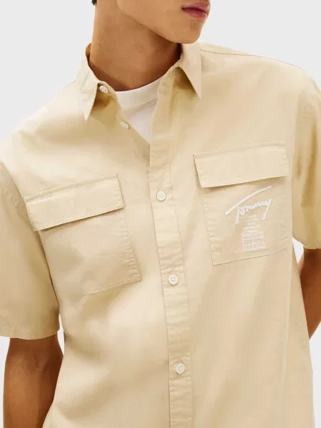 Джинсовая рубашка Tommy Jeans бежевая