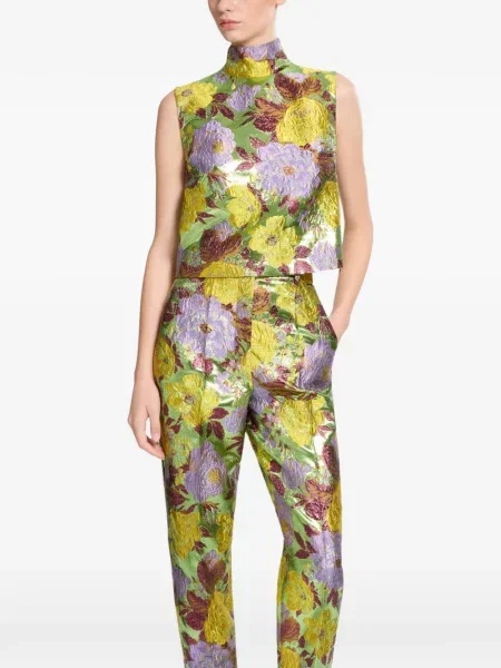 Top Elie Saab cu model floral verde