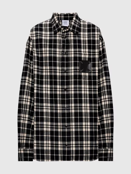 Подовжена сорочка в клітинку Vetements чорна