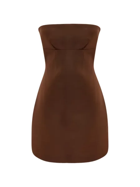 Rochie mini Occleus fără bretele maro