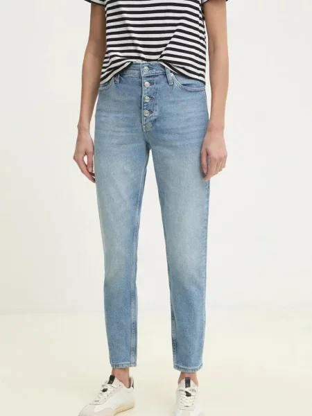 Дънки Calvin Klein Jeans с висока талия синьо