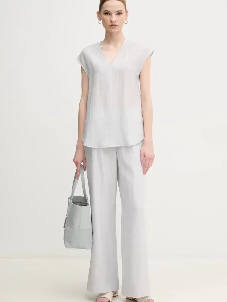 Calvin Klein spodnie proste high waist szary