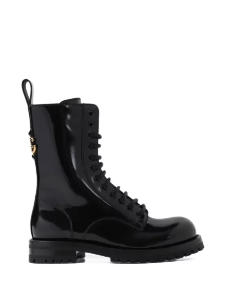 Botine Dolce & Gabbana cu șireturi din dantelă cu autograf negru