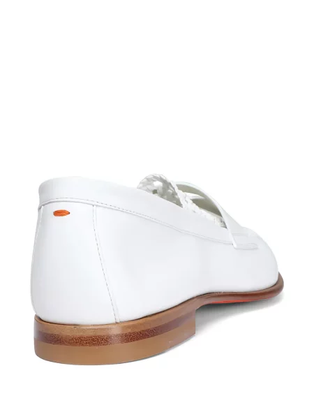 Pantofi loafer Santoni din piele alb