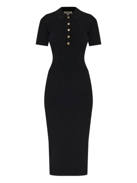 Koszulka Michael Michael Kors prążkowana z nadrukiem garniturowa niebieska