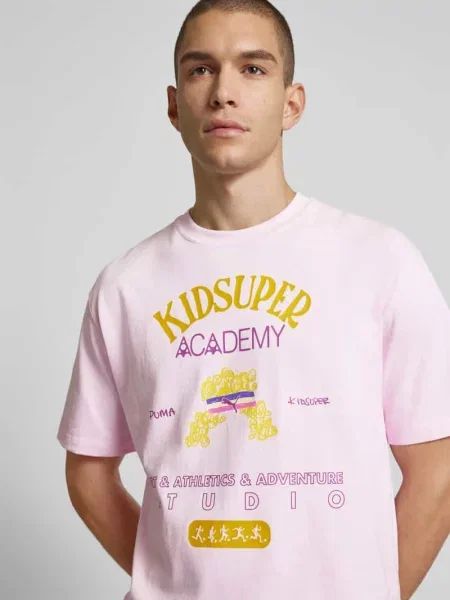 T-shirt z detal z logo Puma różowa