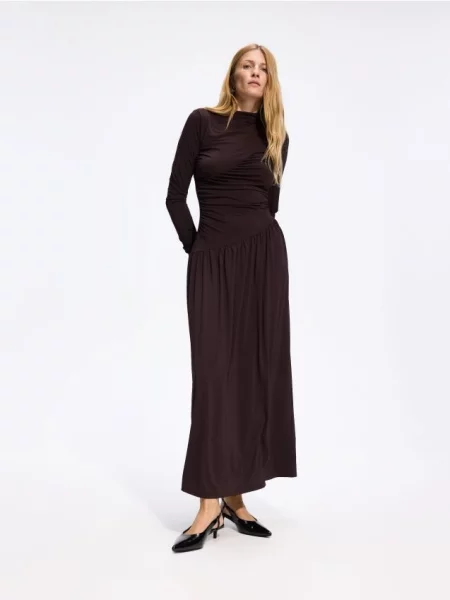 Reserved Rochie maxi drapată violet-închis violet