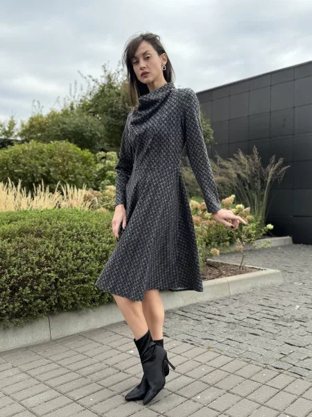 Сукня міді CAT ORANGE чорний/сірий вовна/віскоза чорна