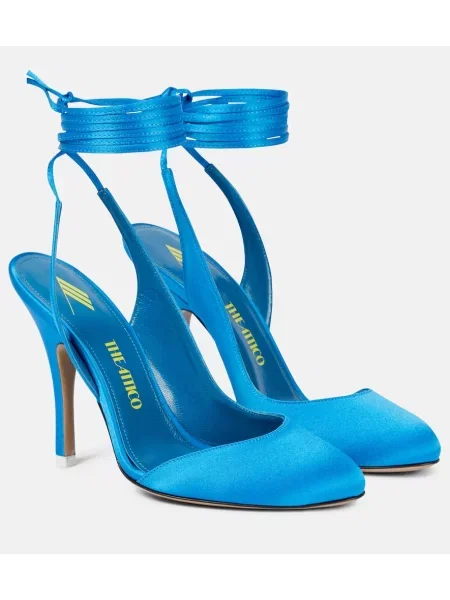 Pantofi cu toc The Attico din satin albastru