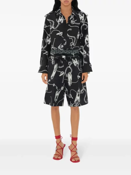 Raštuotos šortai Burberry sidabrinė