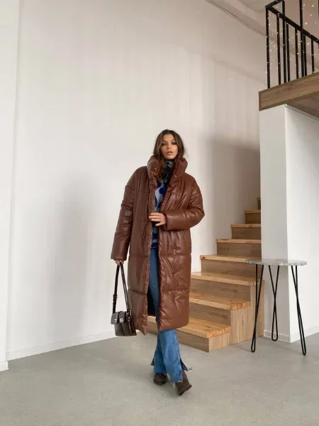 Зимова куртка Milirud штучна шкіра коричневий