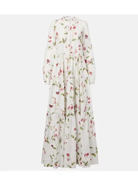 Rochie maxi Giambattista Valli cu model floral de costum alb