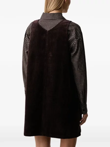 Rochie mini Marc O'polo de catifea cord cu decolteu în V maro