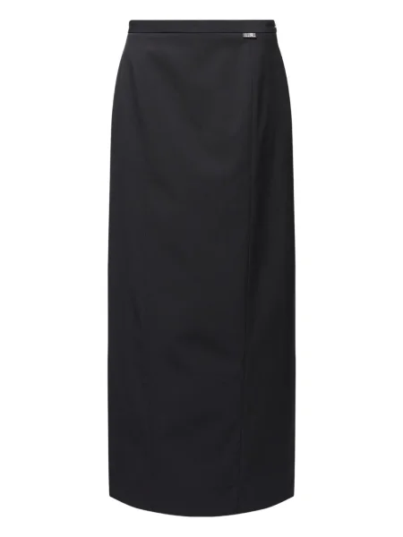 Fustă midi Mm6 Maison Margiela până la genunchi negru