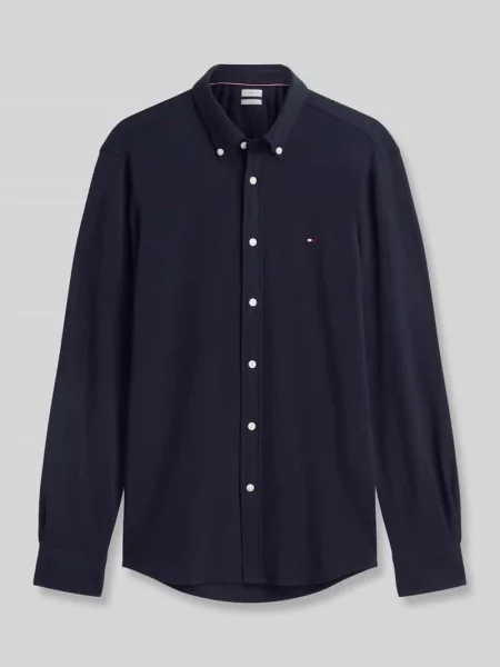 Koszula casualowa o kroju slim fit z wyhaftowanym logo Tommy Hilfiger granatowa