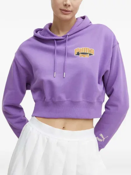 Hanorac cu glugă Puma cu imagine violet