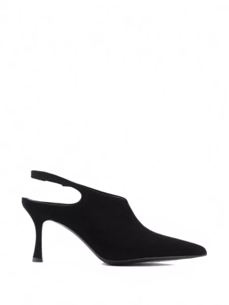 Pantofi cu toc Paul Warmer din piele de căprioară slingback negru