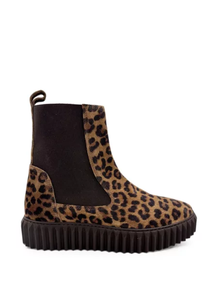 Cizme scurte Voile Blanche cu imagine cu model leopard maro