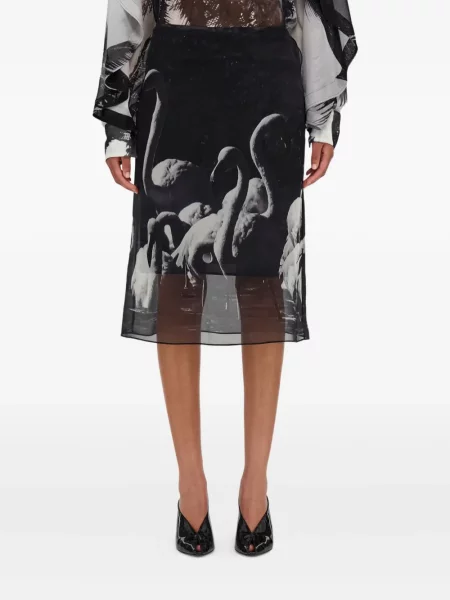Fustă midi Ferragamo cu imagine până la genunchi gri