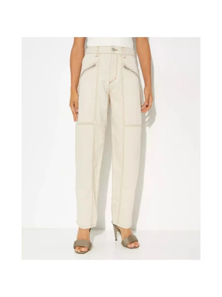 Spodnie z wysokim stanem Isabel Marant beżowe