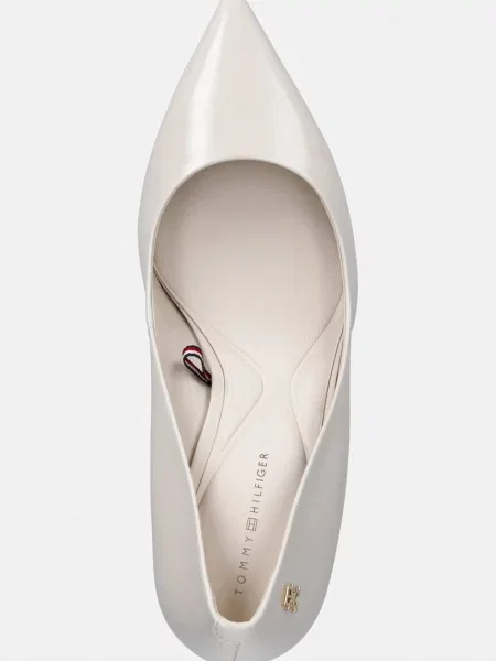 Tommy Hilfiger обувки с от кожа ESSENTIAL POINTED PUMP бяло