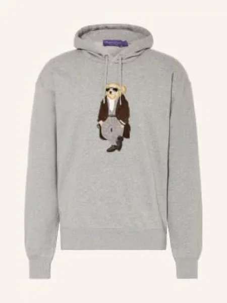 Ralph Lauren Purple Label Mikina S Kapucí / tmavě hnědá šedá