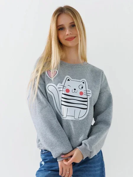 Меланжевый свитшот Lawa серый