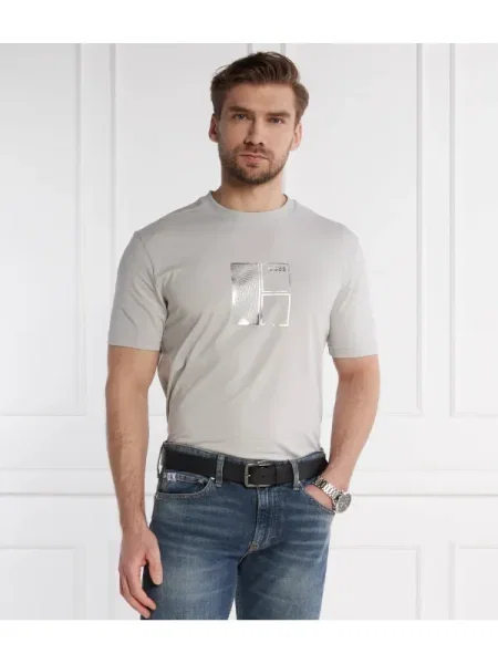 BOSS GREEN Tricou Tee 5 | stretch gri