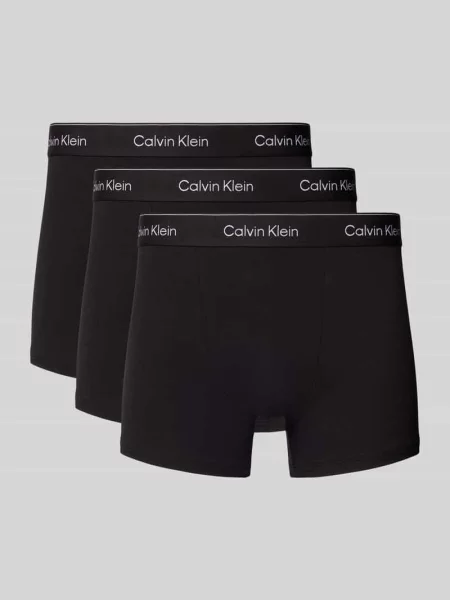 Majtki z elastycznym paskiem z logo w zestawie 3 szt. Calvin Klein czarne