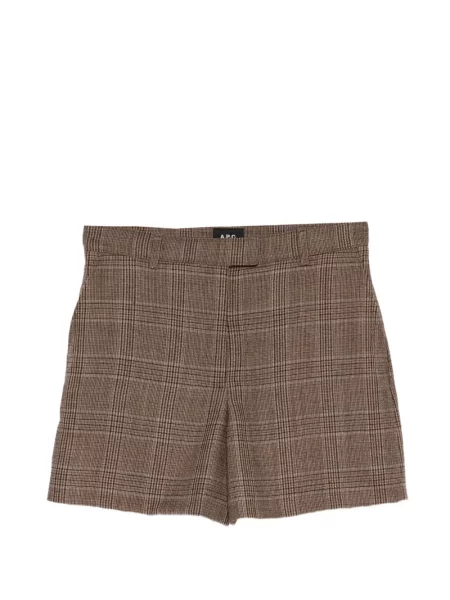 Vlněné kostkované kraťasy A.p.c. hnědé