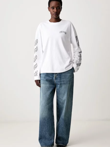 Μακρυμάνικος τοπ Off-white paisley λευκό