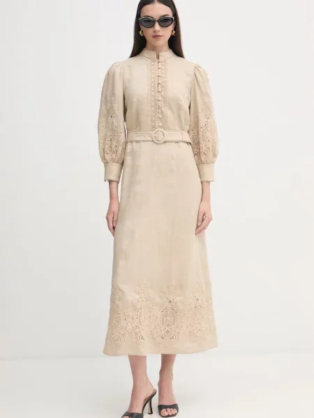 Luisa Spagnoli sukienka lniana Provina beżowa