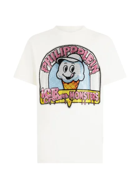 Tricou Philipp Plein cu decolteu rotund alb