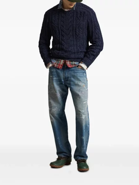 Șosete Polo Ralph Lauren cu model herringbone cu broderie plasă albastru