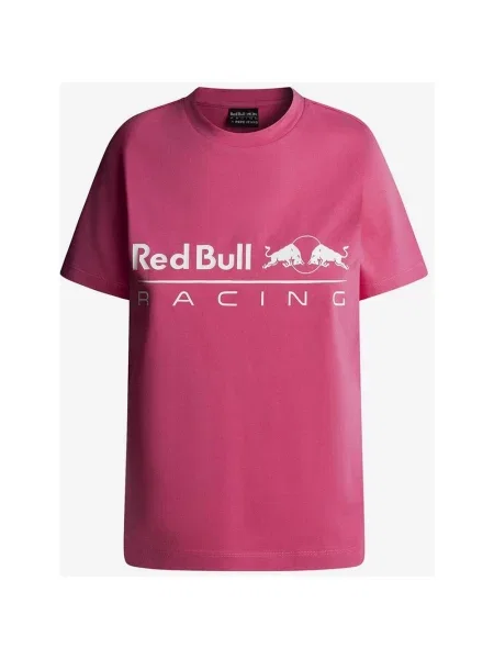 Koszulka Red Bull Racing x Pepe Jeans Standard Fit krótki rękaw różowy fuksja M biały