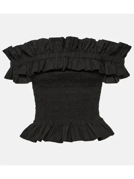 Top Ganni din poplin negru
