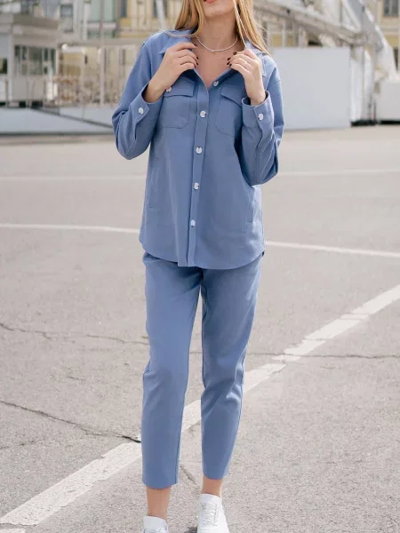 Штани повсякденні LadyLike текстиль блакитний