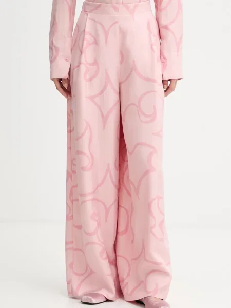 Marimekko pantaloni wide leg pentru femei din vâscoză roz