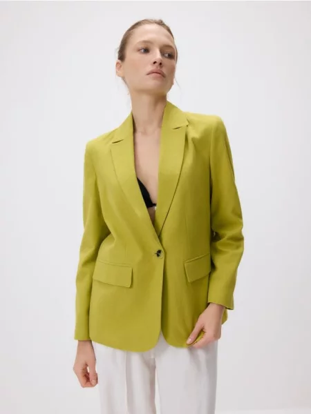 Reserved Піджак із додаванням льону жовто-зелений зелений