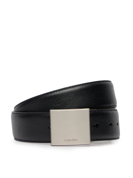 Nadrágszíj Calvin Klein Dress Plaque Pebble Adj fekete