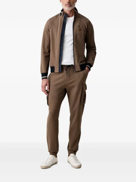 Hanorac cu fermoar Aeronautica Militare cu broderie maro