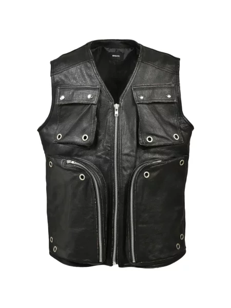 Vestă Breath din piele grunge negru