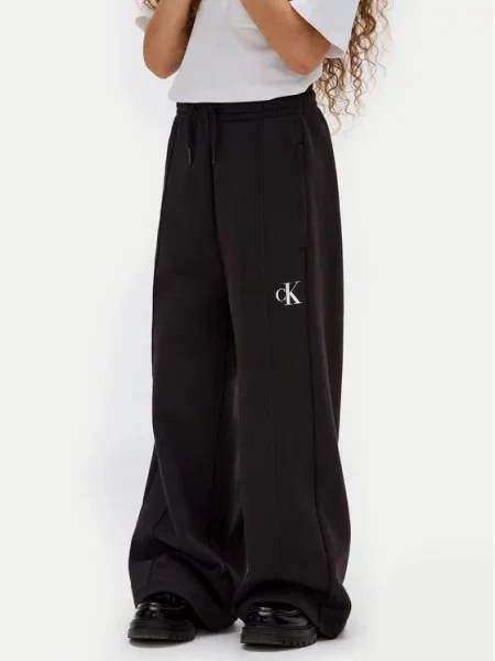 Calvin Klein Jeans Παντελόνι φόρμας M Wide Leg μαύρο